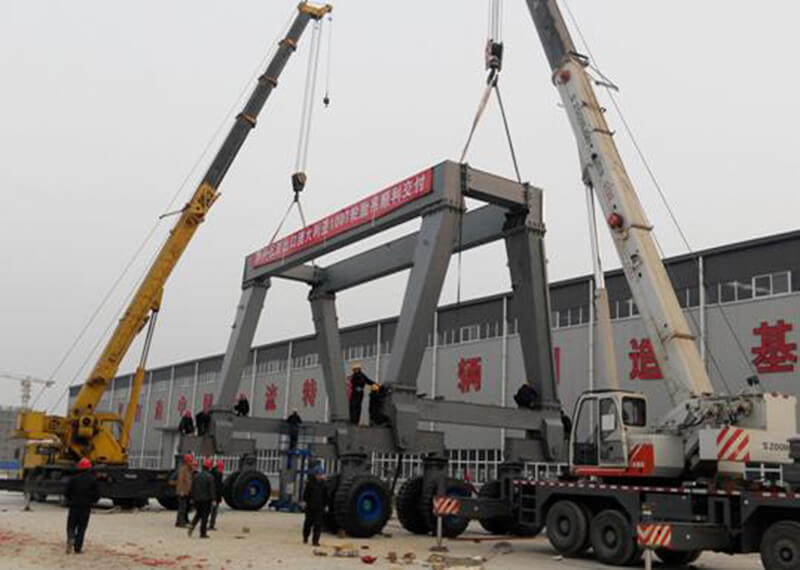 Nucleon 100T rubber tire gantry crane main structure has been successfully assembled