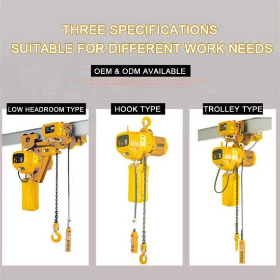 220V-440V Lifting Equipment 500kg to 5ton Low Headroom Electric Chain Hoist