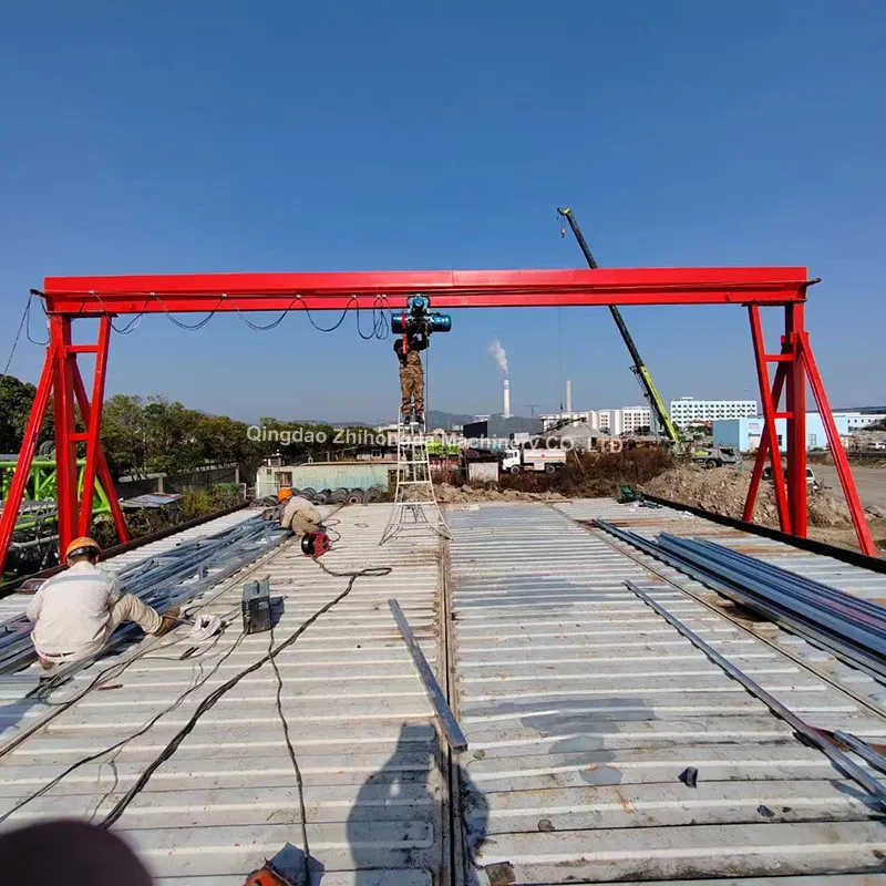 10 Ton Mobile Gantry Crane - Heavy-Duty Steel Construction with Locking Casters