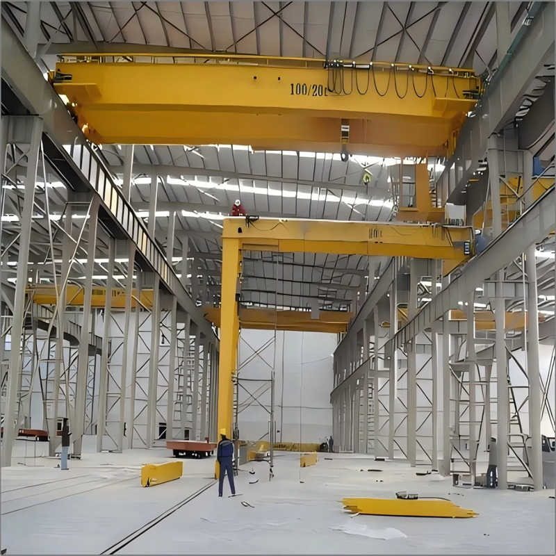 Twin Trolley 10+10T Double Girder Overhead Crane Independent Hoisting System