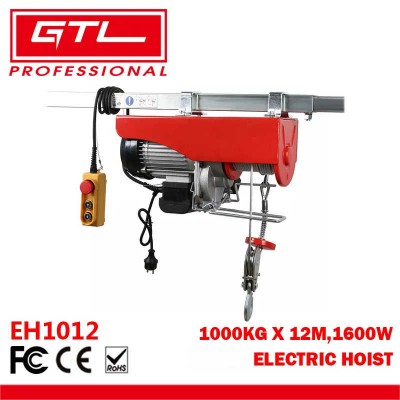 250kgs Electric Cable Lift Hoist with Wire Rope 12m Red and Remote Control