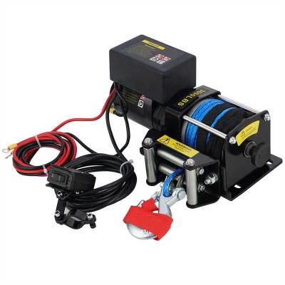 Portable 12V 4500lbs ATV/UTV Synthetic Rope Winch Kit with Mini-Rocker
