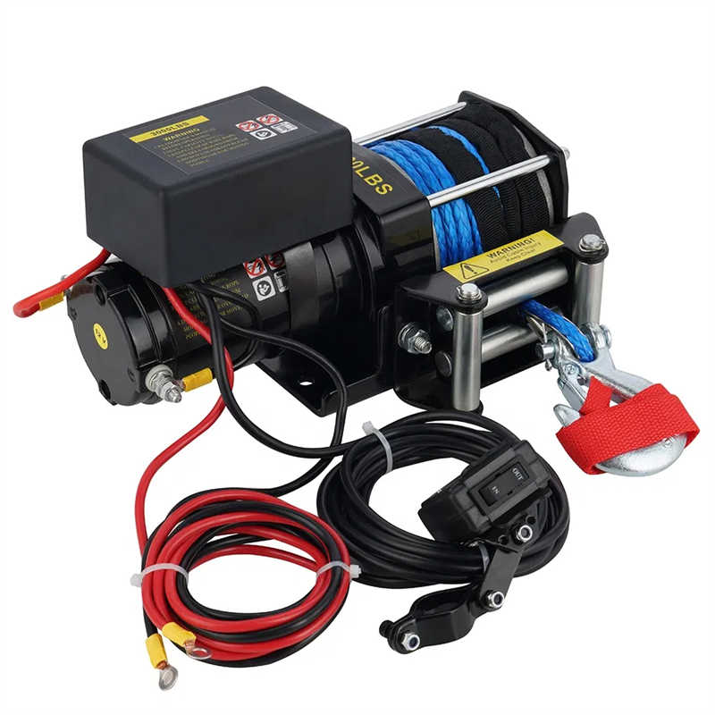 Customized 12V 2500lb Small Synthetic Rope ATV Winch with Wireless Remote
