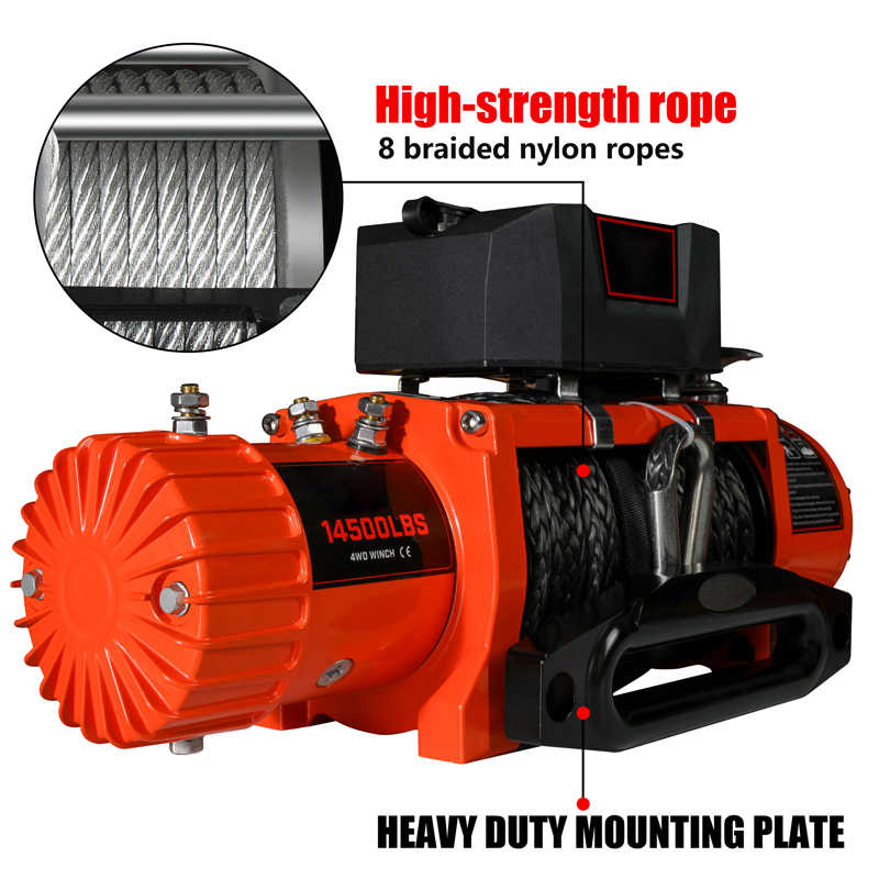 12,000lb Synthetic Rope Electric Winch - Lightweight & Corrosion-Resistant