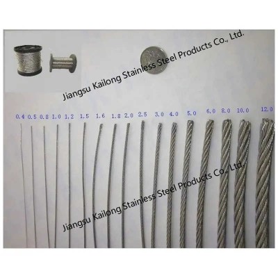 6 X 36 (SW) + Iwrc Stainless Steel Wire Rope with Steel Wire Rope 8.0mm