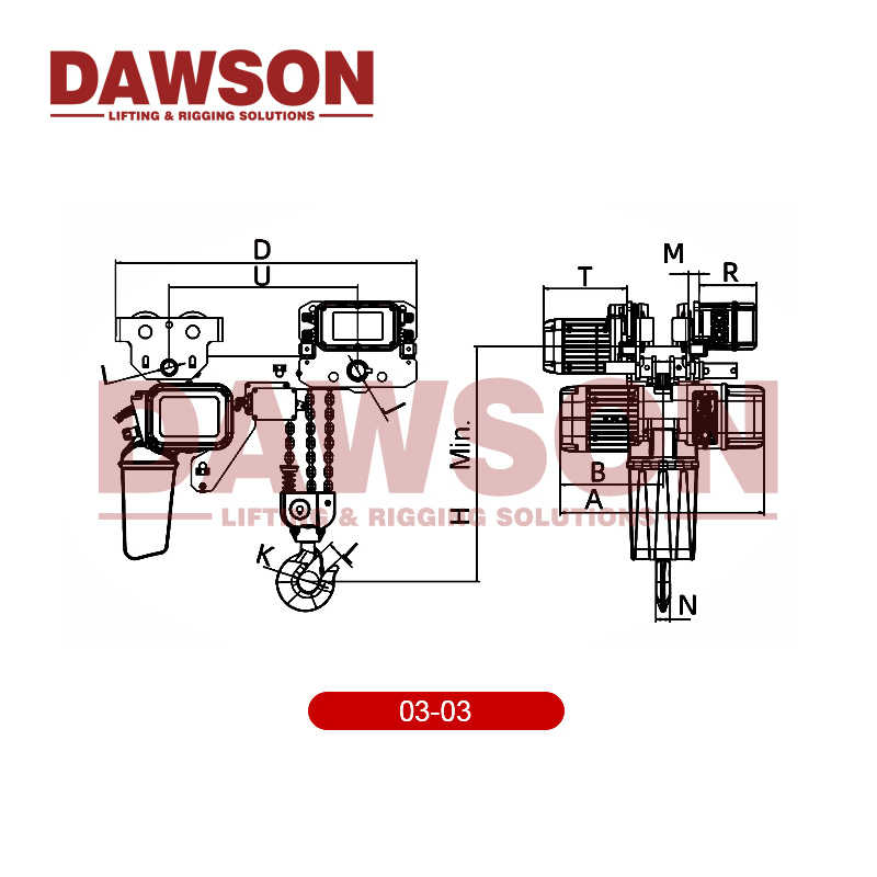1t 2t 3t 5t 7.5t Super Low Lifting Electric Chain Hoist with Electric Trolley
