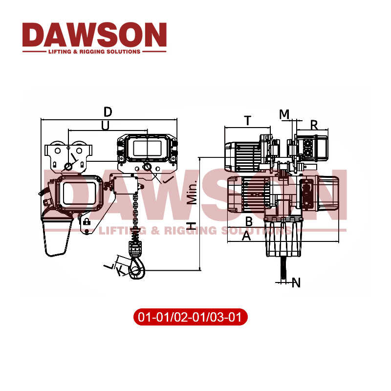 Dawson 10t 15t 20t 25t 32t Super Low Lifting Heavy Duty Electric Chain Hoist