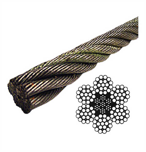Ungalvanized 19*19 Iwrc Compacted Wire Rope with 1870kn Tensile