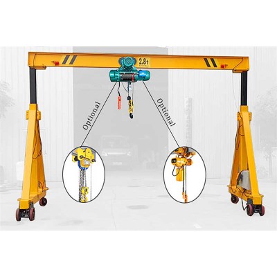 Light Duty Portable Gantry Crane 1-2 Ton 4m Span 3m Lifting Height