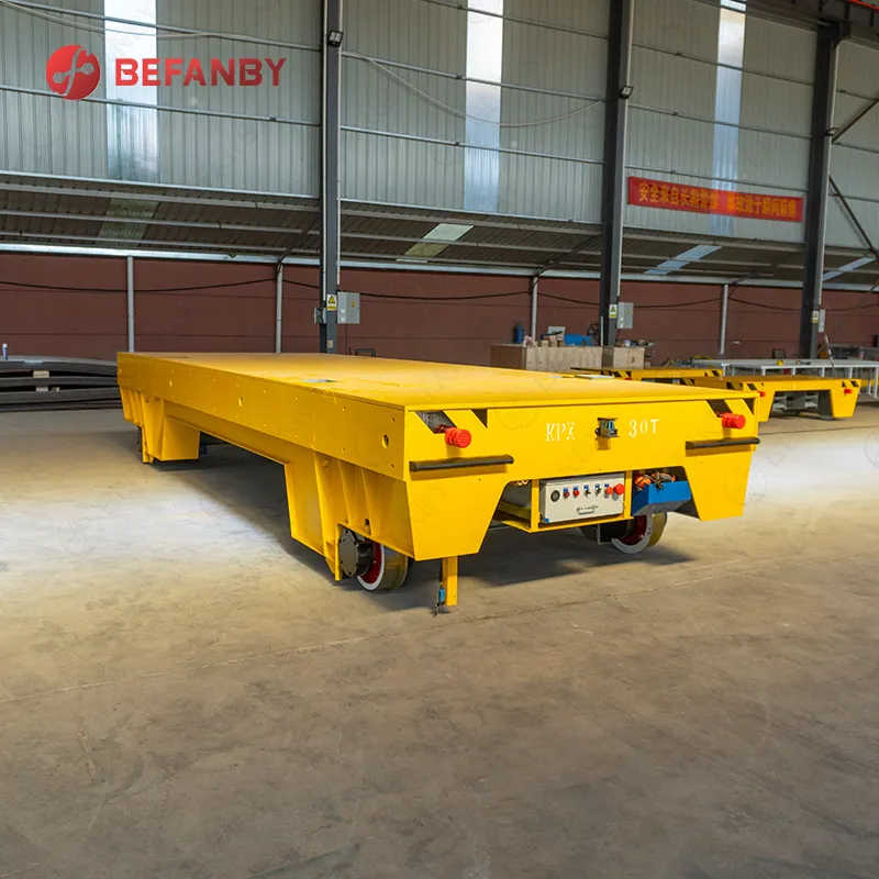 Battery Powered Heavy Duty Trackless Flat Car on Cement Floor