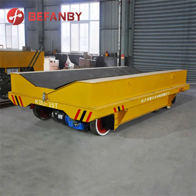 Large Capacity Items Handling Motorized Flatbed Rail Transfer Cart