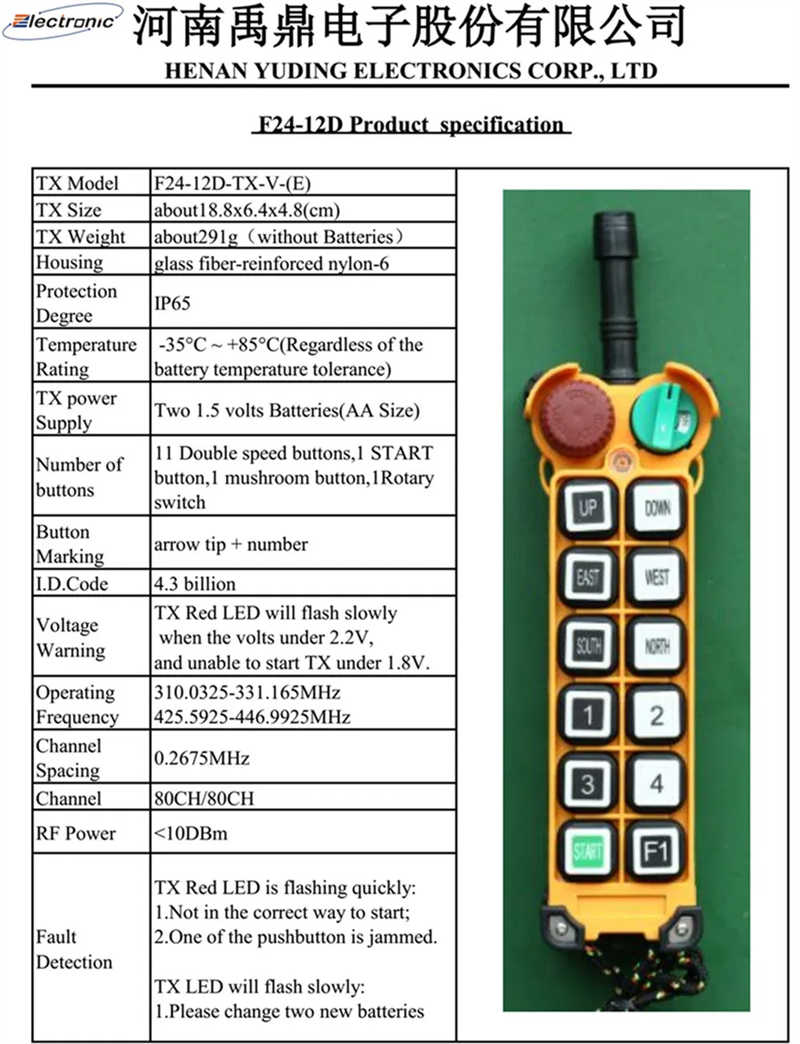 F24-12D Double Speed Industrial Wireless Remote Control for Crane