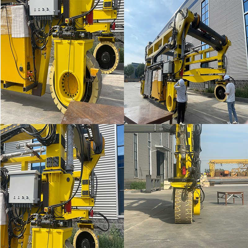 High-Efficiency Straddle Carrier for Stacking and Moving Shipping Containers