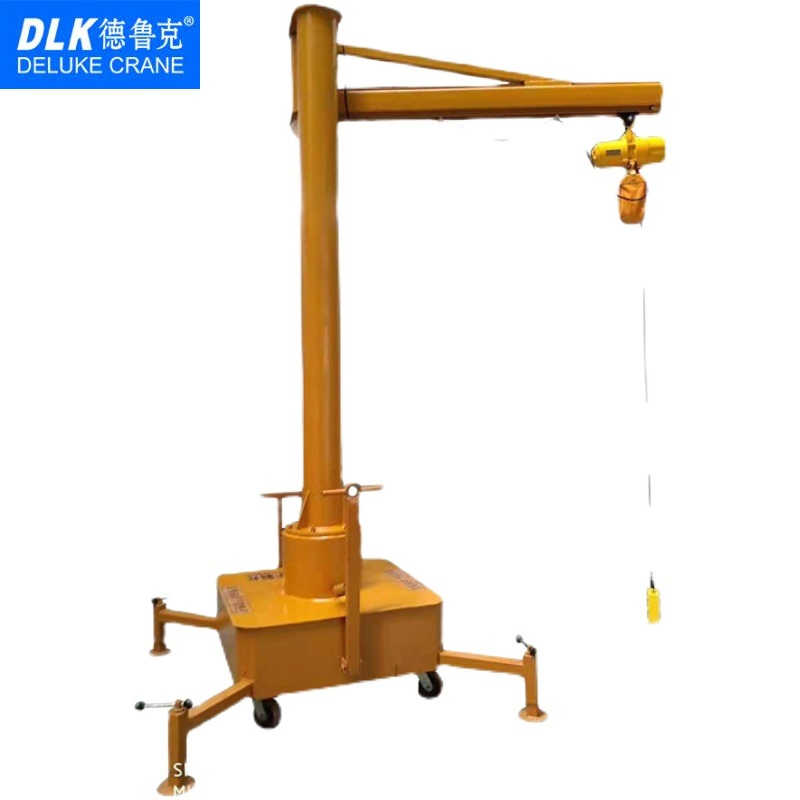 Compact Mobile Jib Crane with Casters for Easy Positioning in Tight Spaces
