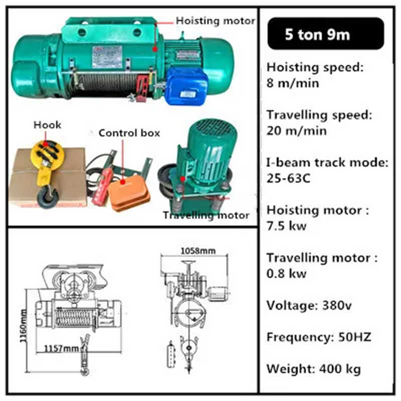 5 Ton Double Speed Electric Wire Rope Hoist for Precise Lifting