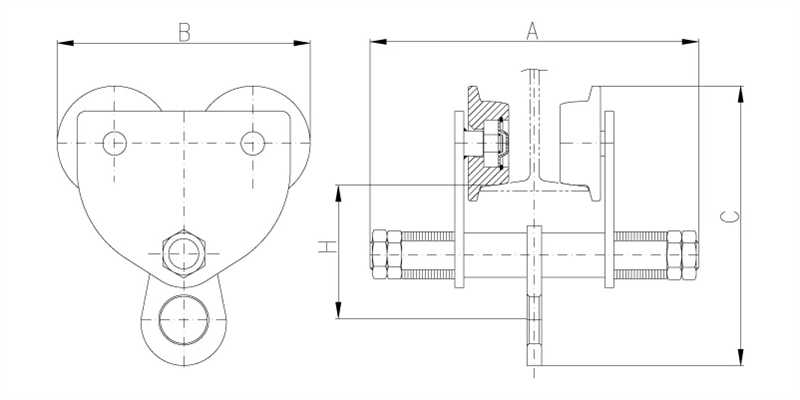 Wooden Case Gantry Crane Hand Push Manual Plain Trolley for Electric Hoist