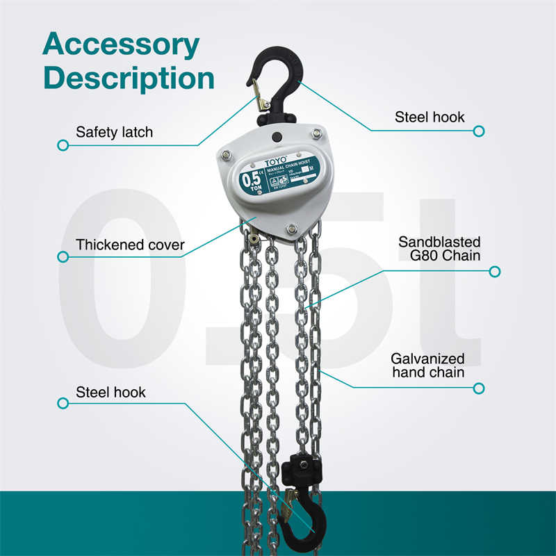 0.5 to 100 Ton Manual Chain Hoist | Heat-Treated Hooks for Maximum Safety