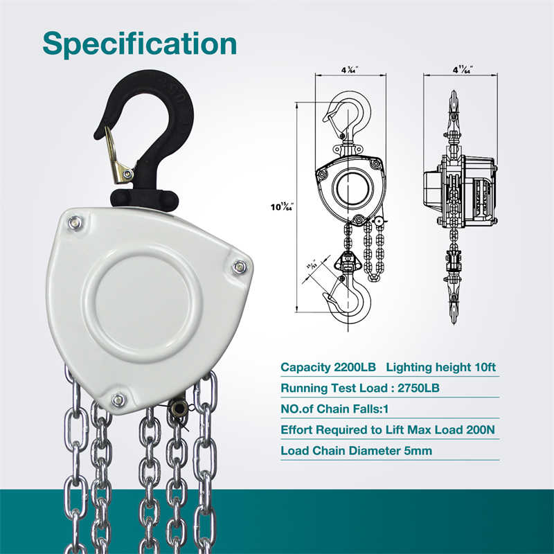 0.5 to 100 Ton Manual Chain Hoist | Heat-Treated Hooks for Maximum Safety