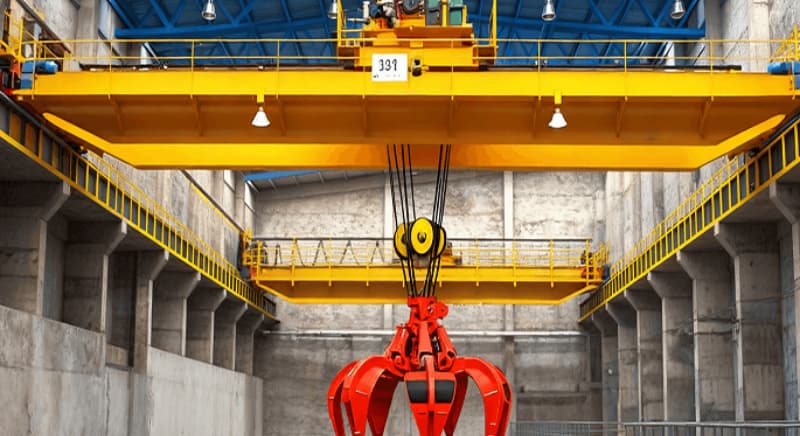 Grab overhead crane 12 ton 18m span 10m lift for UK yard
