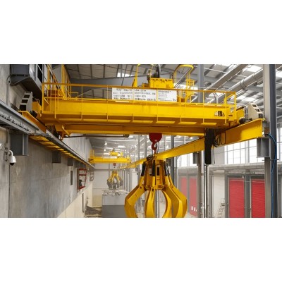 Grab overhead crane 10 ton 15m span 9m lift for India yard