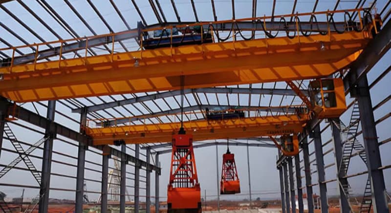 Grab overhead crane 12 ton 18m span 10m lift for UK yard