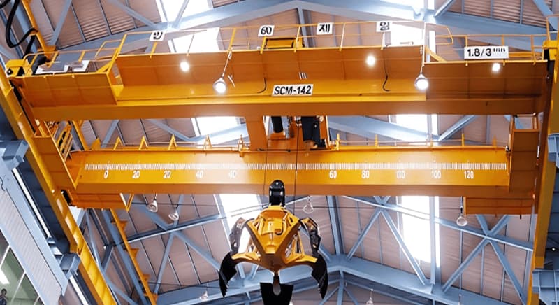 Grab overhead crane 14 ton 19m span 11m lift for Canada yard