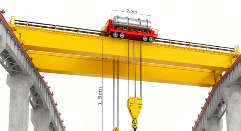 50 ton double girder crane 22.5m span 12m lift Argentina steel plant