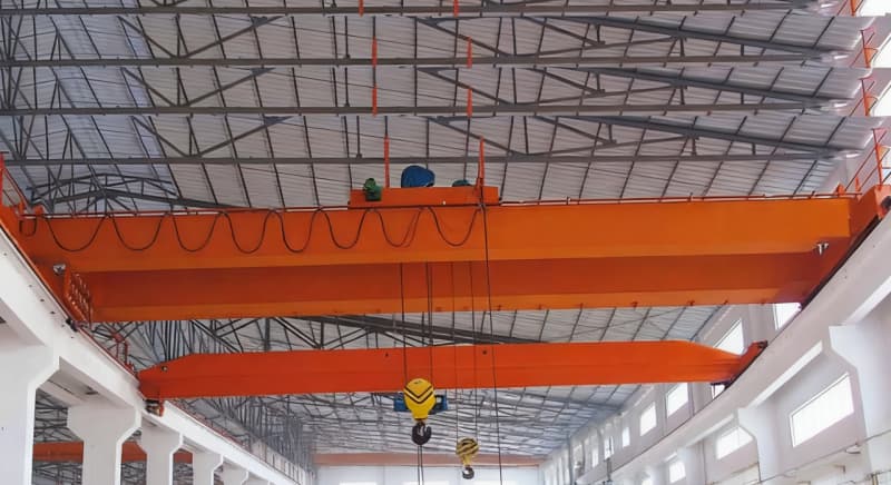 5 ton double girder crane 105m span 6m lift Peru assembly workshop