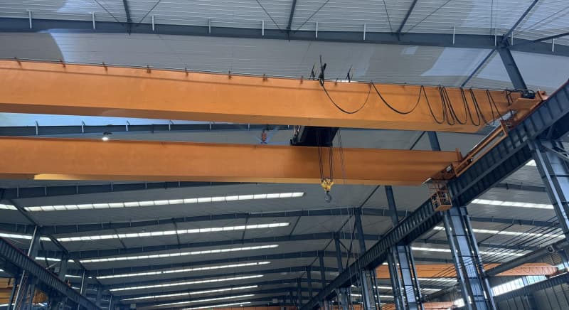 5 ton double girder crane 105m span 6m lift Peru assembly workshop