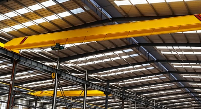 Single girder crane 1 ton 75m span 5m lift Uruguay storage