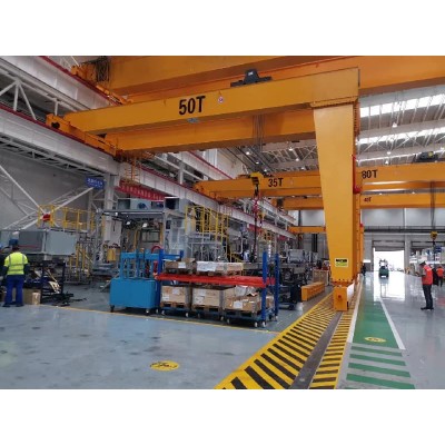 32 Ton Double Girder Semi Gantry Crane for Indonesia 20m Span Steel Plant