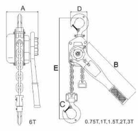 6 Ton HSH Steel Lever Block for Shipyard Rigging and Cable Tensioning