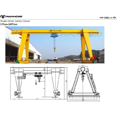 10 Ton Single Girder Gantry Crane 25m Span for Outdoor Applications