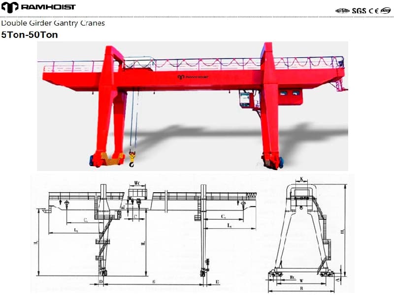 10 Ton Double Girder Gantry Crane for Heavy Factory Material Handling