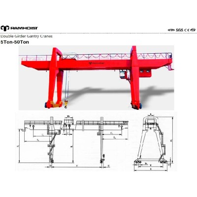 50 Ton Heavy Duty Double Girder Gantry Crane for Port Logistics