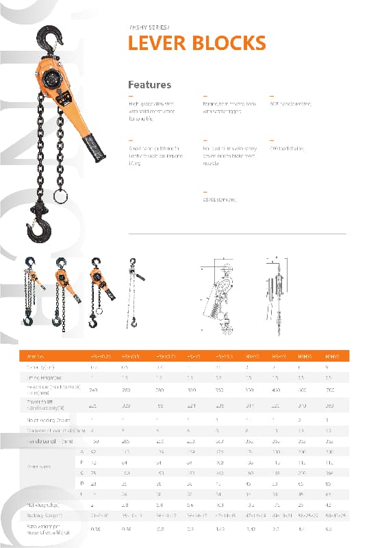 8 Ton High Capacity HSH Y Lever Block for Industrial Lifting