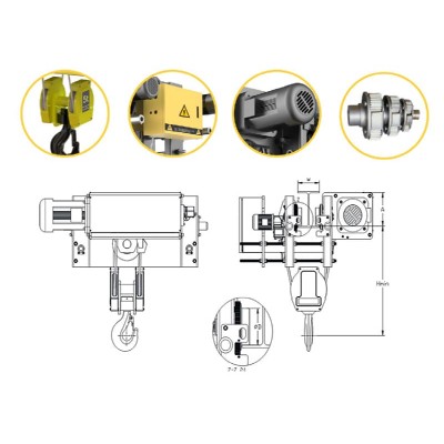 Low Headroom Wire Rope Hoist 7.5 Ton 18m Lift for Vietnam Port & Shipyard