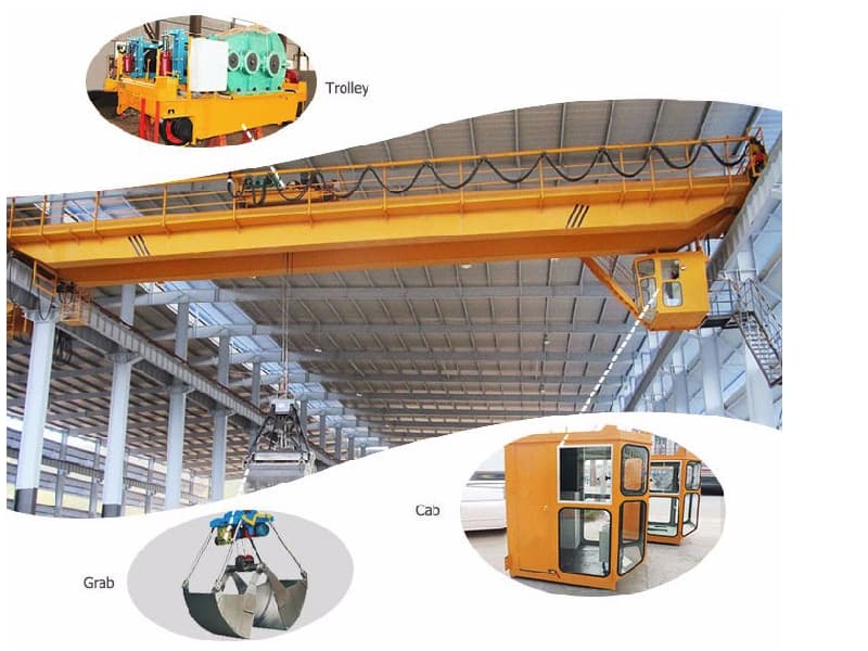 Grab Bucket Overhead Crane 5t, 6m Height for Bulk Material Handling in Thailand