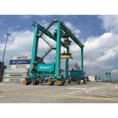 RTG Crane with AC/DC Speed Control & Traditional 4-Rope Spreader