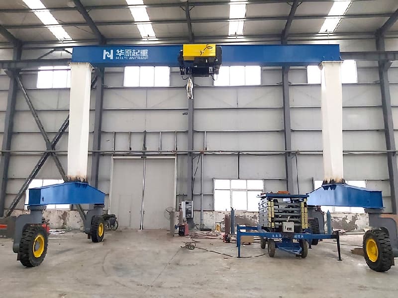 100T Single Girder RTG Crane, 9m Lift & 12m Span for Wind Tower Sections