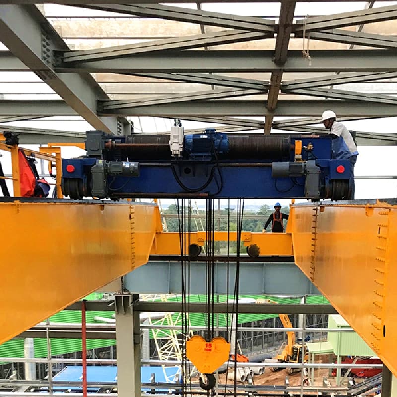 QD 15T Heavy Duty Double Girder Overhead Crane - 8m Span, 12m Lift