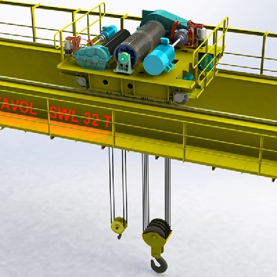 Double Girder Hoist Trolley 32T Capacity, 12m Lift Height