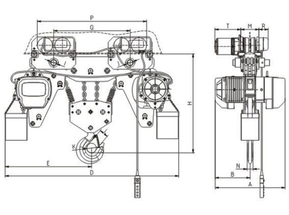 LH Type Low-headroom Electric Hoist 10ton Lifting Height 12m