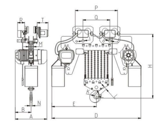 LH Type Low-headroom Electric Hoist 20ton Lifting Height 12m