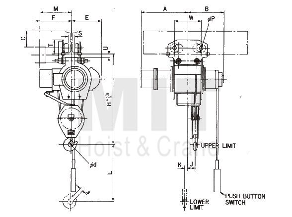VH Series Wire Rope Hoist 20ton Lifting Height 6m