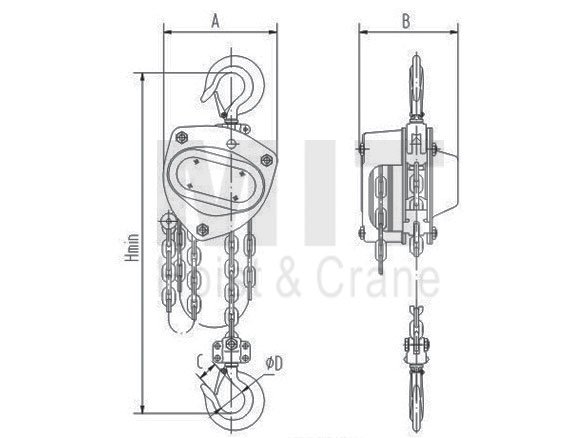 MCH-A Manual Chain Hoist 1500kg Lifting Height 9m