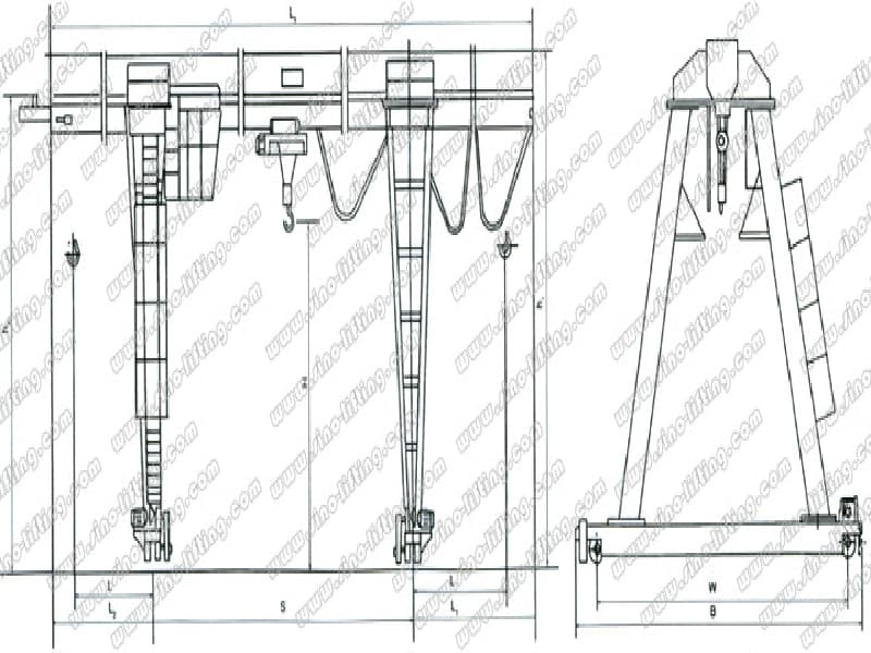 10 Ton MH Gantry Crane with Electric Hoist 18m Lift 26m Span Workshop