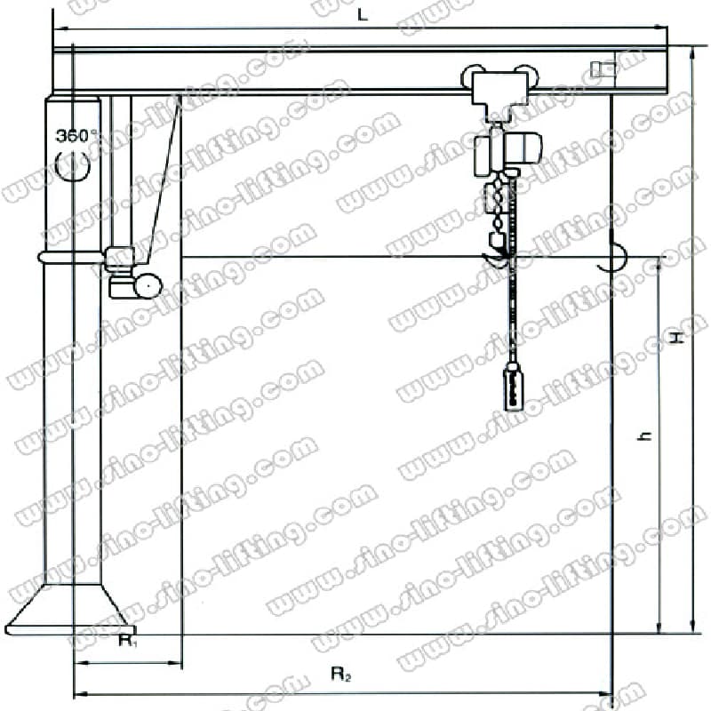 5 Ton Industrial Pillar Jib Crane 360° Rotation Electric 6m Arm Shipbuilding