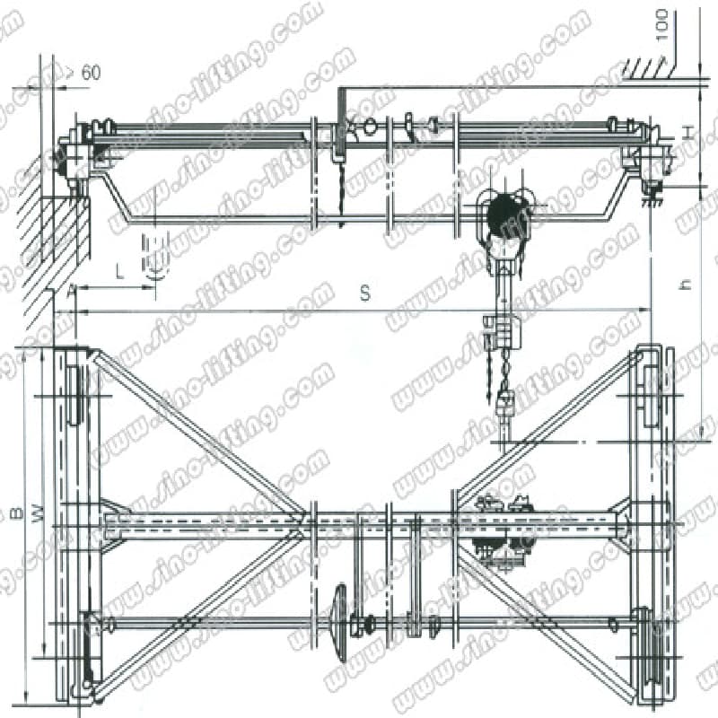 16 Ton Manual Overhead Crane 31.5m Span 6m Lift for Large-Scale Fabrication
