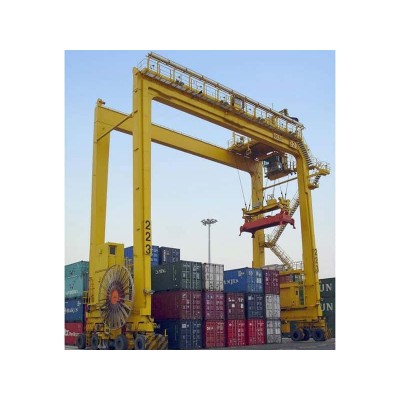 80t Rubber Tired Gantry Crane 35m Span 18m Lift Cabinet Control